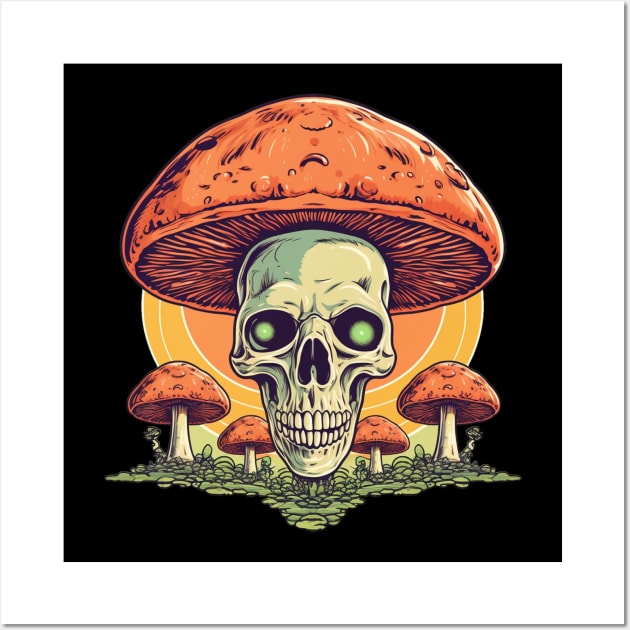 Whimsical Wonders Psychedelic Mushroom Skull Wall Art by TOKEBI